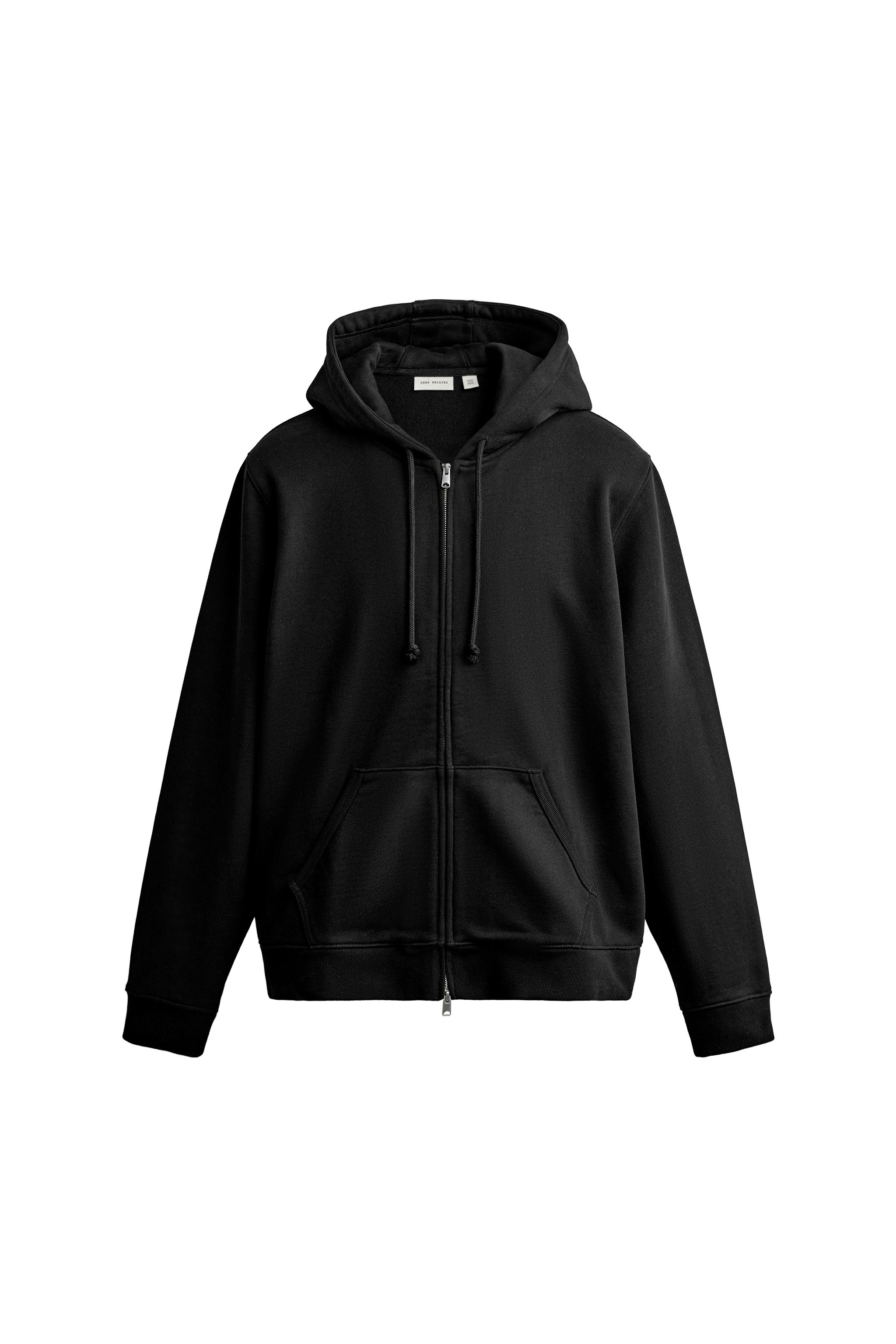 REGULAR FIT HOODED ZIP-UP SWEATSHIRT - Black | ZARA United States