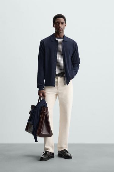 Zara LYOCELL BLEND KNIT SHIRT - Ink blue - Image 0
