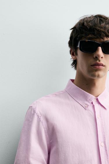 CHEMISE REGULAR FIT LIN - COTON - Rose de Zara - Image 4