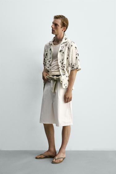 CHEMISE RELAXED FIT À IMPRIMÉ FLEURI - Blanc cassé de Zara - Image 3