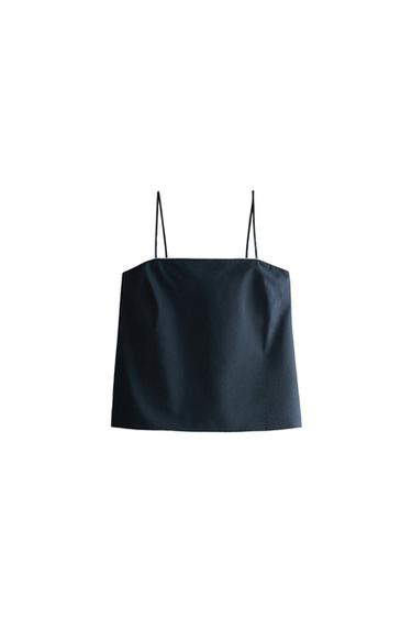 TOP COTON PASSEPOIL - Bleu marine de Zara