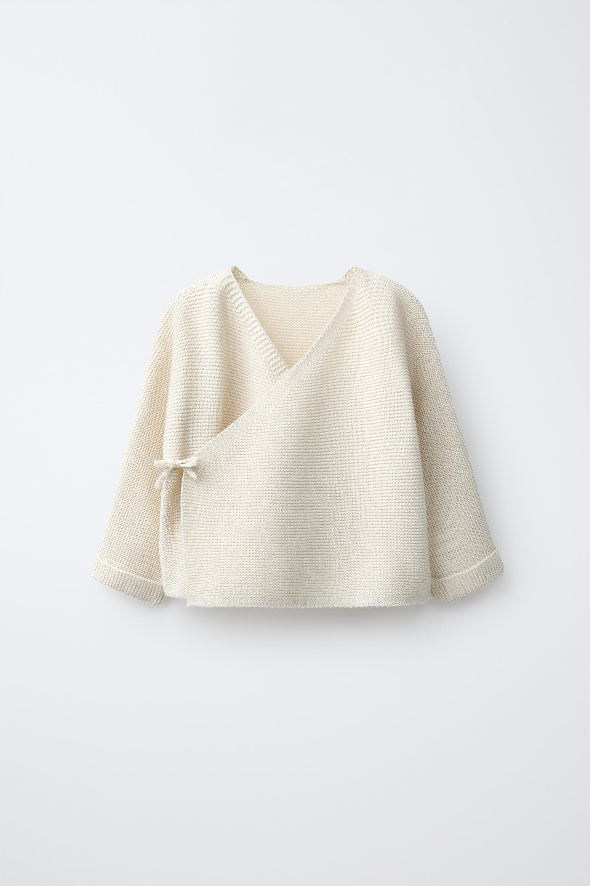 LINKS KNIT WRAP JACKET — Ecru
