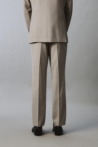 COMFORT WOOL BLEND SUIT TROUSERS - Grey / Beige by Zara - Image 2