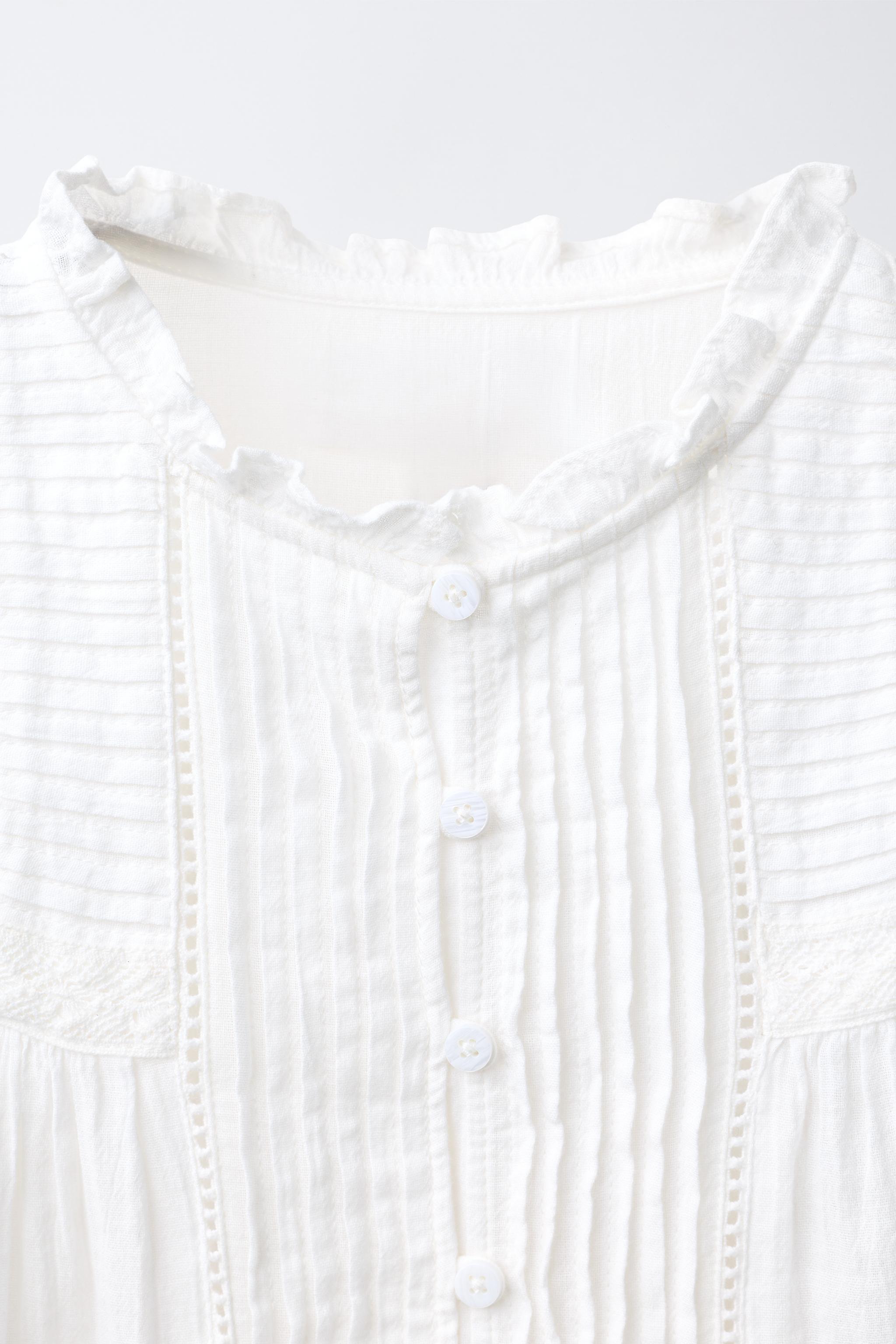 Детские рубашки Zara EMBROIDERED PINTUCK ROMANTIC SHIRT — фото 3