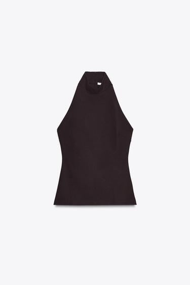 HALTER CREPE TOP - Chocolate by Zara - Image 3