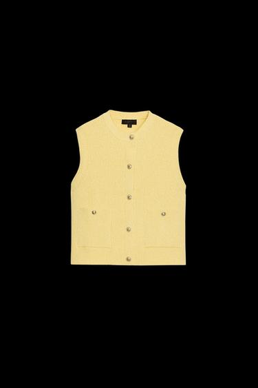 TOP CHALECO PUNTO LISO - Amarillo de Zara