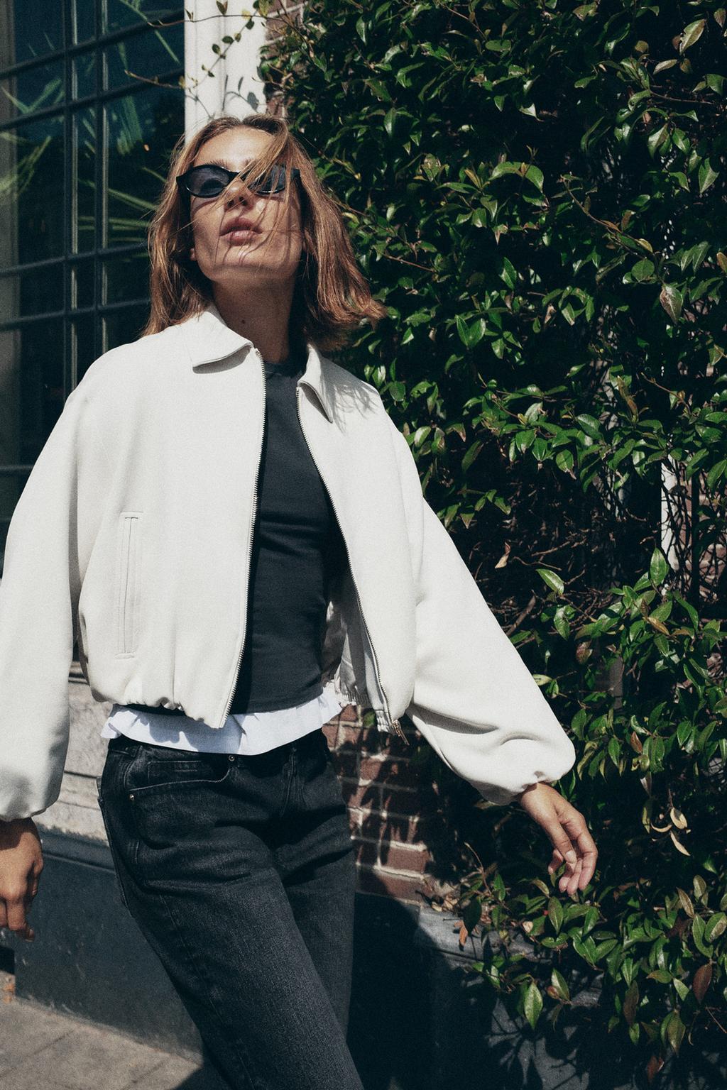 PUFF-SLEEVE BOMBER JACKET