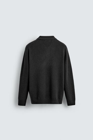 WOOL - CASHMERE KNIT POLO SHIRT - Anthracite grey by Zara - Image 1