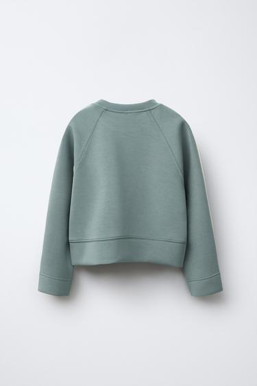 MODAL SWEATSHIRT WITH SLOGAN - Green by Zara - Image 1
