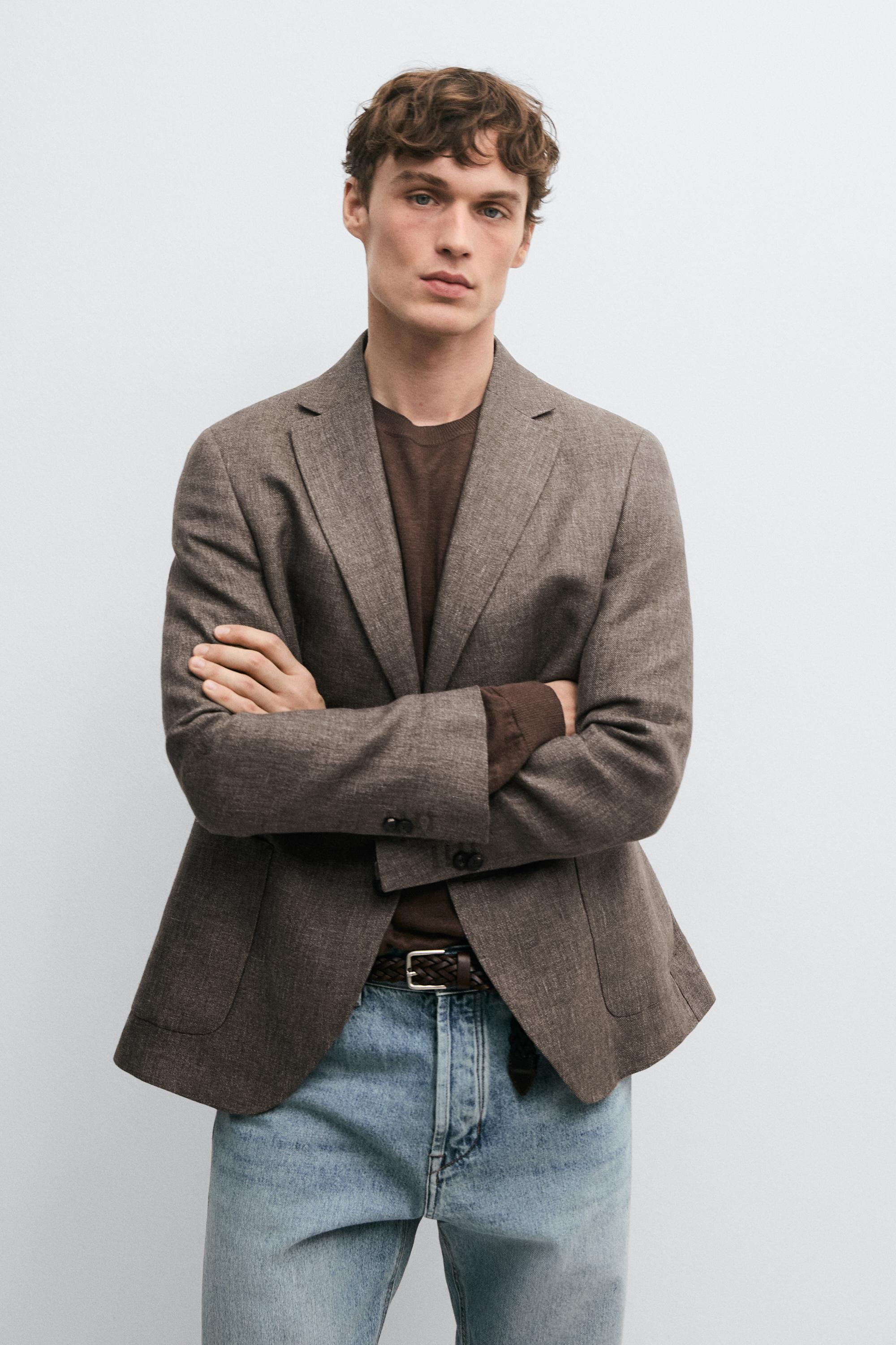 100% linen tailored marl blazer