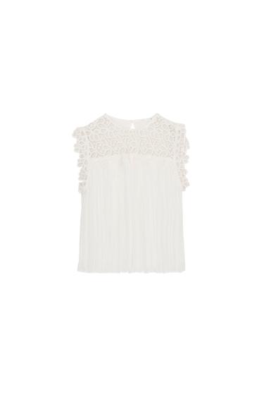 CONTRAST CROCHET TOP - Ecru by Zara