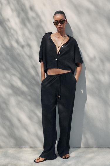 Zaras KORTÄRMAD SKJORTA - Svart