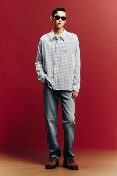 TEXTURED CHECK SHIRT - Blue marl by Zara - Image 0