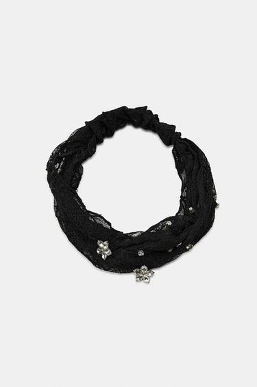 SERRE-TÊTE DENTELLE BIJOUX - Noir de Zara - Image 4