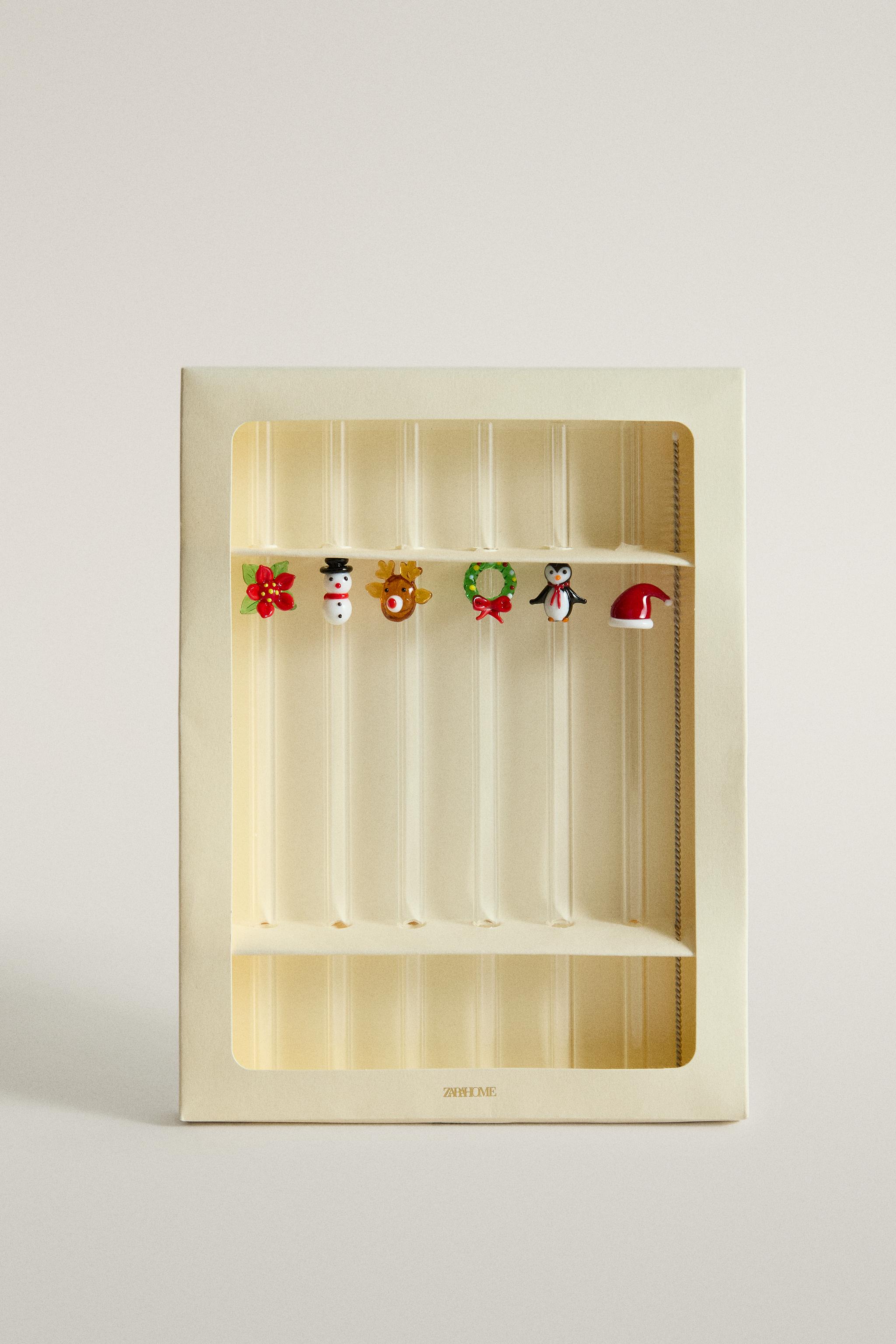 LOT DE PAILLES EN VERRE DE NOËL (LOT DE 6)