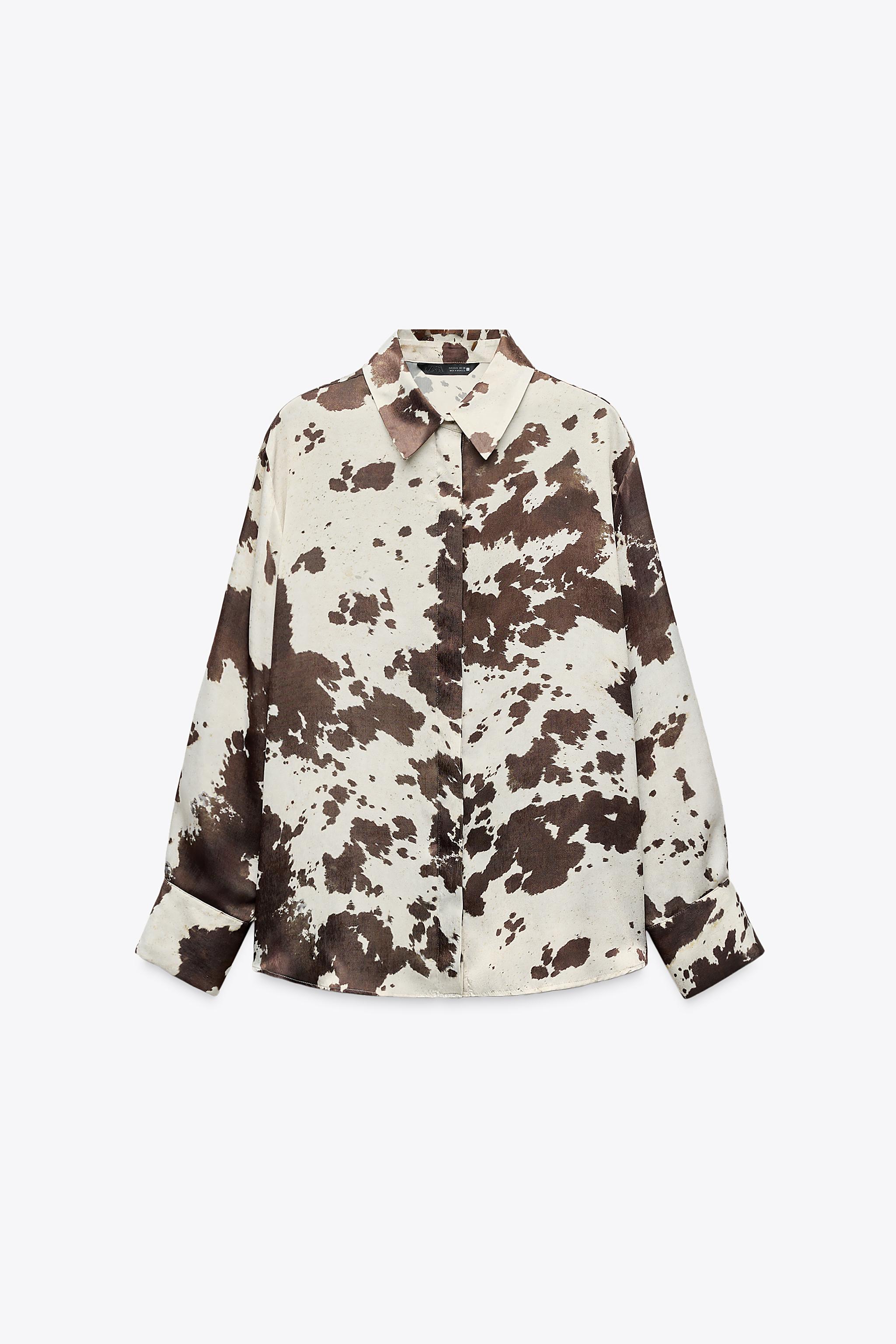 【ZARA】アニマル柄シャツ ライトカーキ | 6085/385/506 ANIMAL PRINT SHIRT - Light khaki | ZARA United States