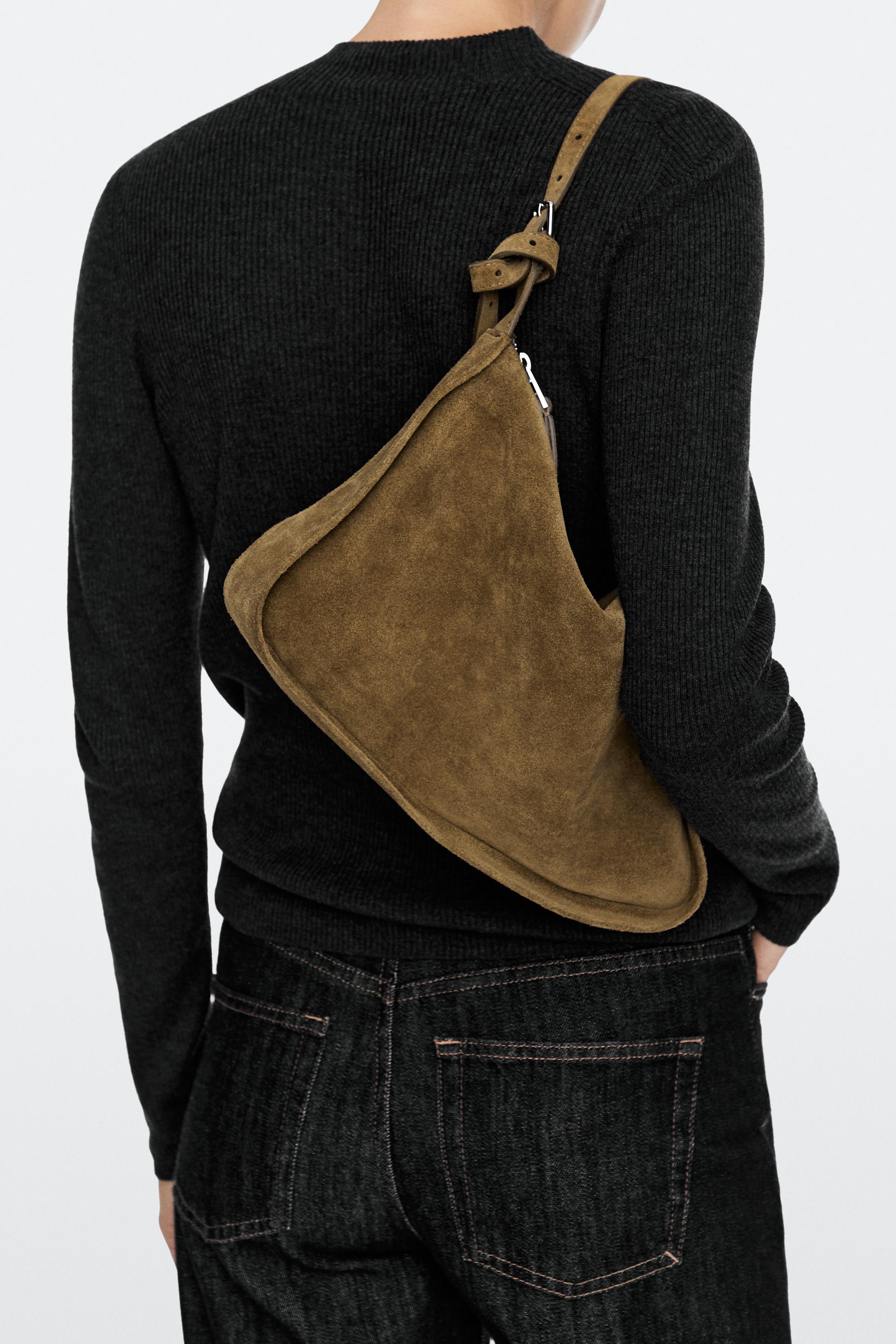 Split suede leather crossbody bag