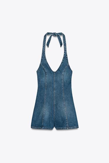 COMBINAISON EN DENIM TRF HALTER - Bleu de Zara - Image 4