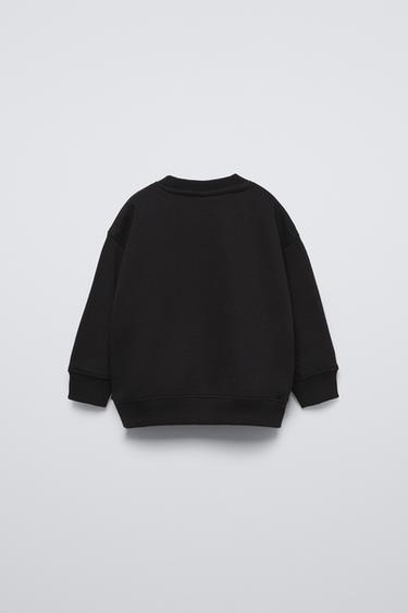 EMBROIDERED TEXT SWEATSHIRT - Black by Zara - Image 1
