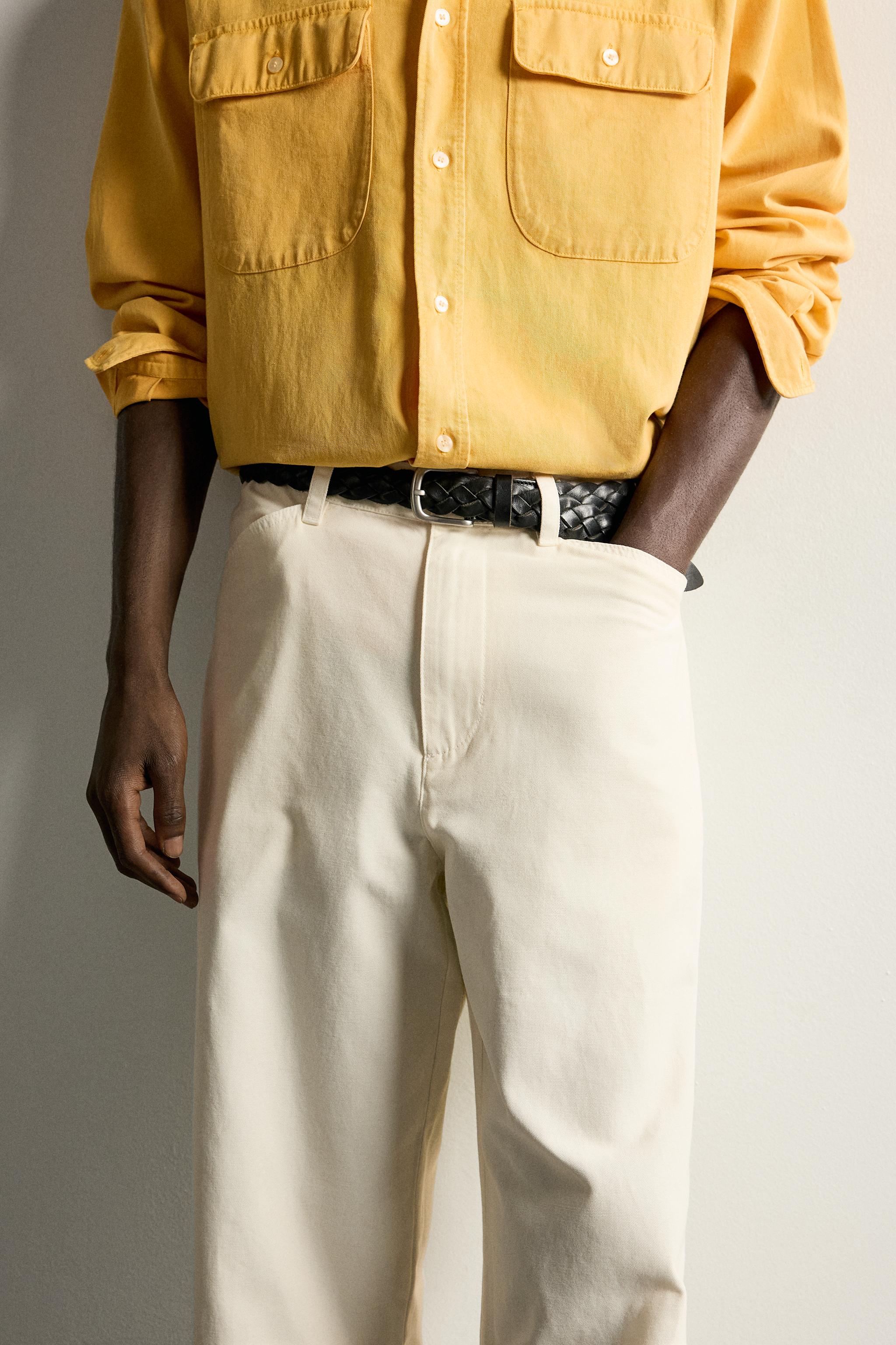 Мужские брюки Zara CANVAS STRAIGHT-FIT PANTS — фото 5