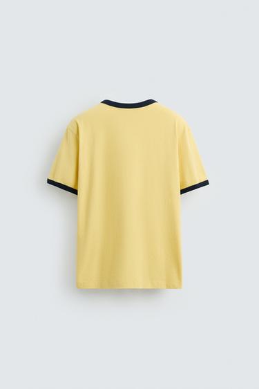 WASHED RIB EMBROIDERED T-SHIRT - Yellow by Zara - Image 6