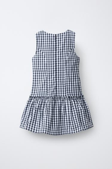 CHECK PRINT DRESS - White / Navy by Zara - Image 1