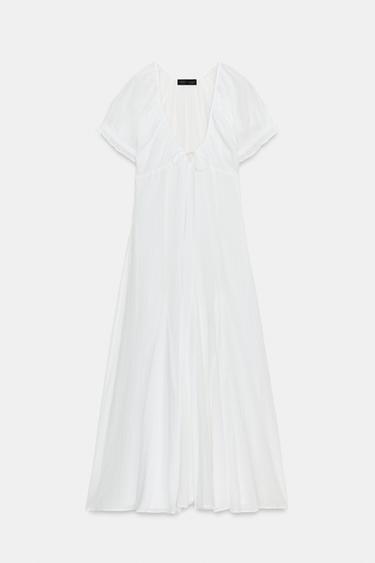 CHIFFON GODET MIDI DRESS - White by Zara
