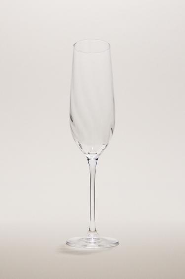 CRYSTALLINE FLUTE GLASS WITH RAISED DESIGN - Transparent by Zara