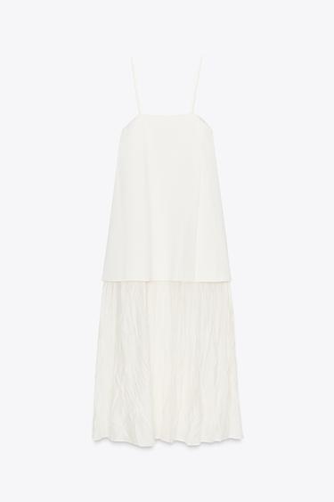 Zara COMBINATION MAXI DRESS - Ecru
