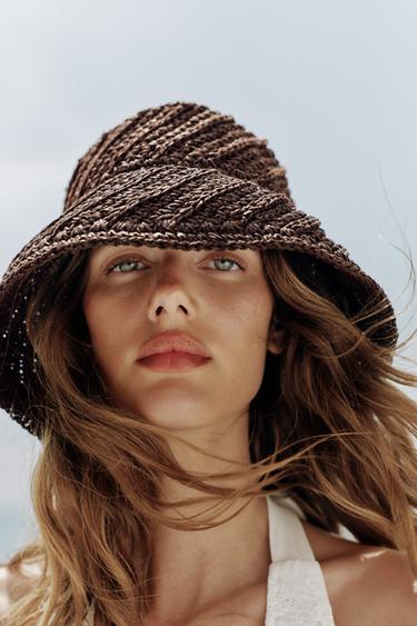100% PAPER BRAIDED HAT - Brown by Zara - Image 0
