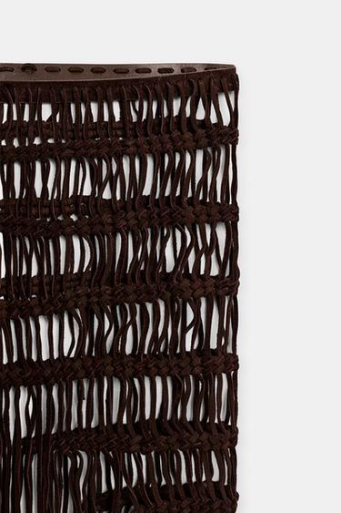 CEINTURE EN CUIR 100% CROCHET À FRANGES - Marron de Zara - Image 3