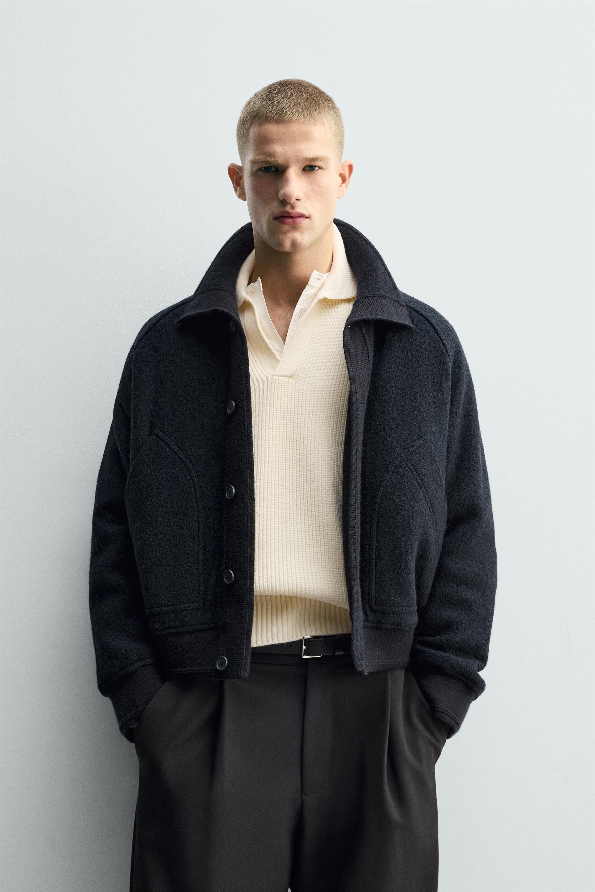 CONTRASTING RIB COLLAR JACKET