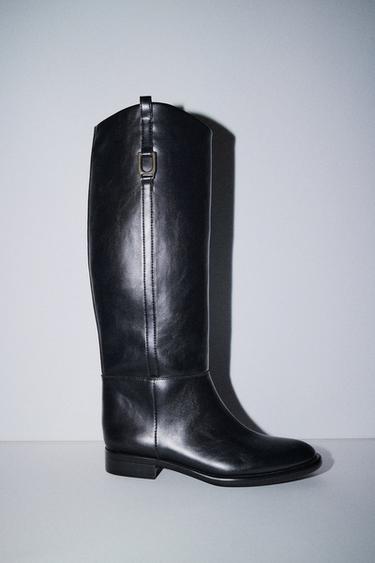 FLAT RIDING BOOTS - Black by Zara