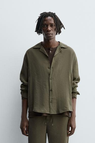 FLOWING RELAXED FIT SHIRT - Khaki by Zara
