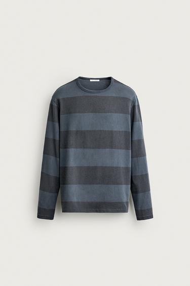 WASHED STRIPED T-SHIRT — Faded navy 1