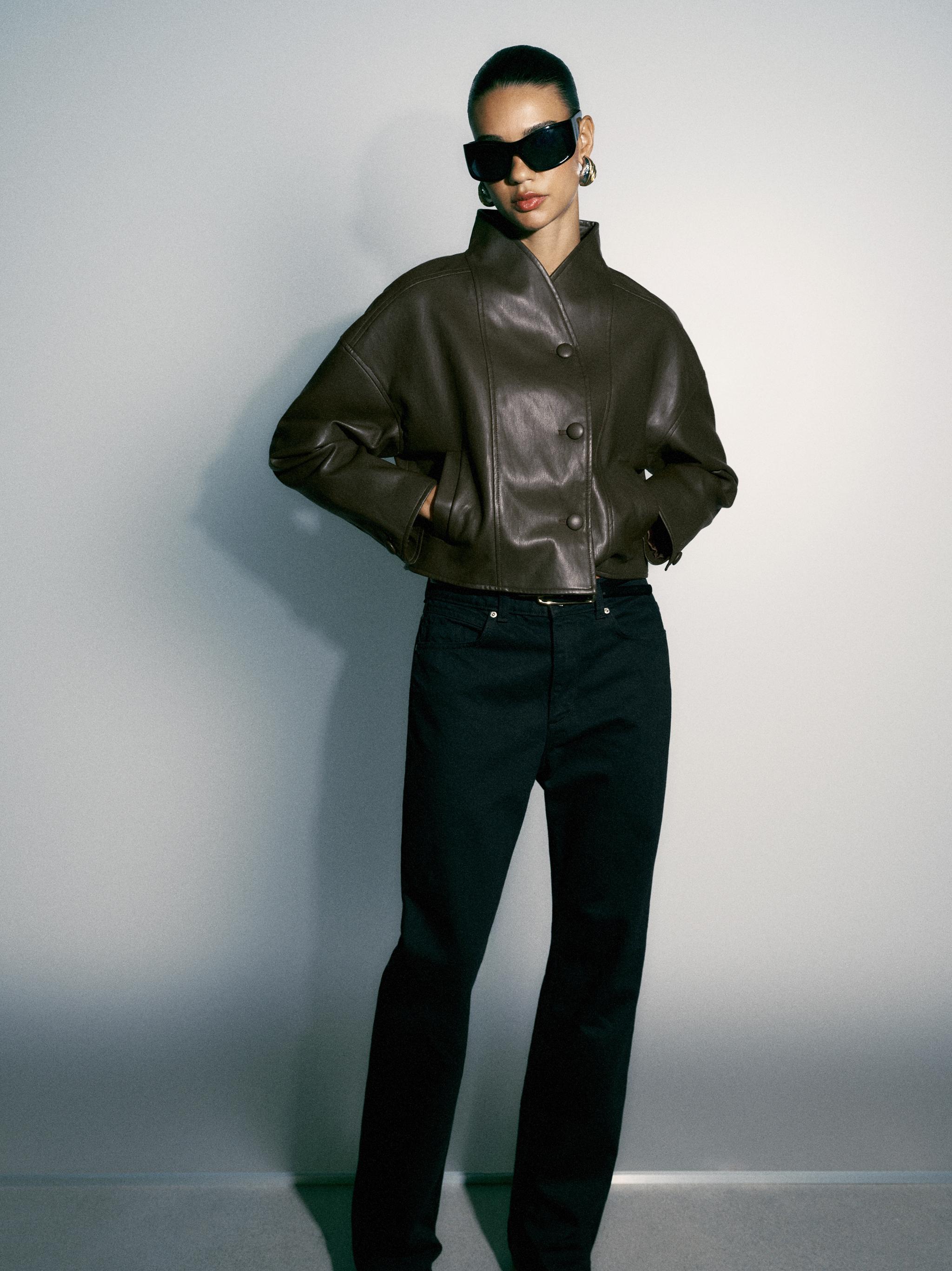 Leather Effect Jacket With Back Pleats by Zara