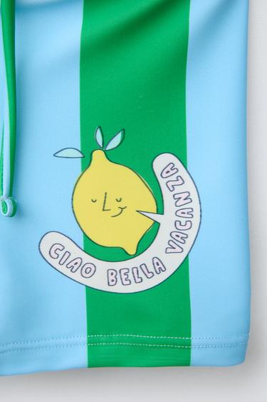 3-6 ANS/ BOXER DE BAIN RAYURES CITRON - Vert de Zara - Image 3