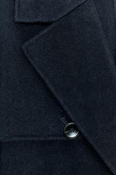 MANTEAU EN LAINE AVEC CEINTURE - bleu marine de Zara - Image 7