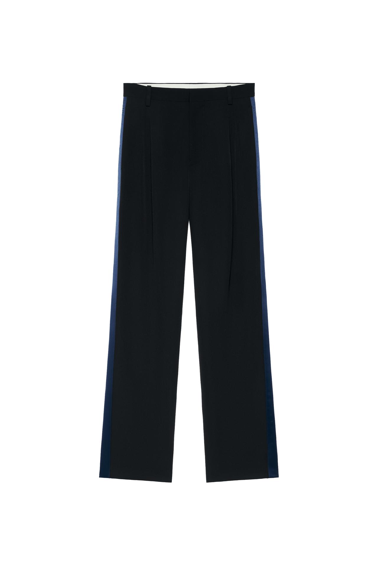 100% WOOL TUXEDO-STYLE SUIT TROUSERS