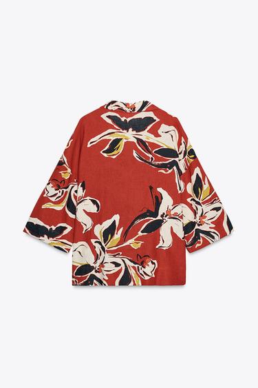 FLORAL PRINT LINEN BLEND SHIRT - Multicoloured by Zara - Image 7