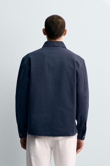 SURCHEMISE CANVAS POCHE - Bleu marine de Zara - Image 2