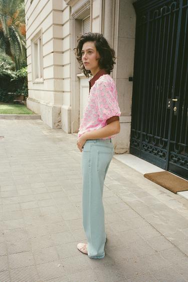 TEXTURED FLORAL BLOUSE - Pink by Zara - Image 3