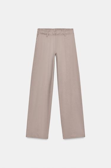 PANTALÓN ALGODÓN TRABILLAS - Visón de Zara - Imagen 0