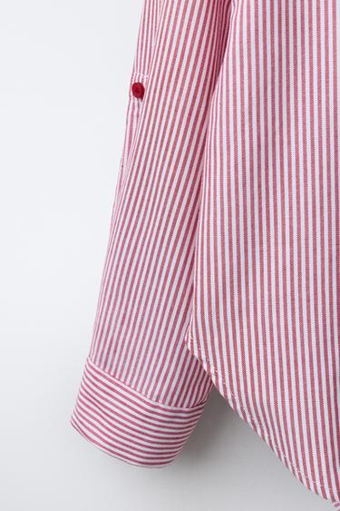 PACK CHEMISE À RAYURES AVEC T-SHIRT EN CÔTELÉ À COL CONTRASTE - Rouge de Zara - Image 6