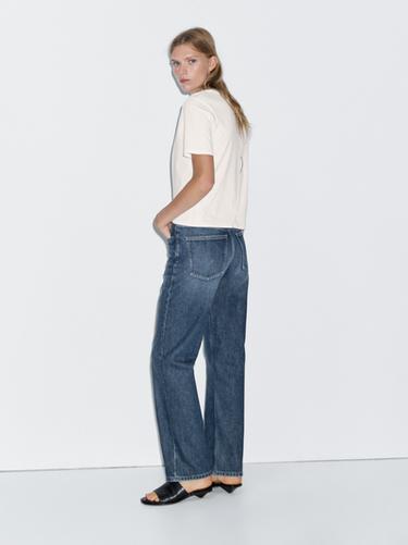 Zara Straight-leg high-waist jeans - Mid-blue