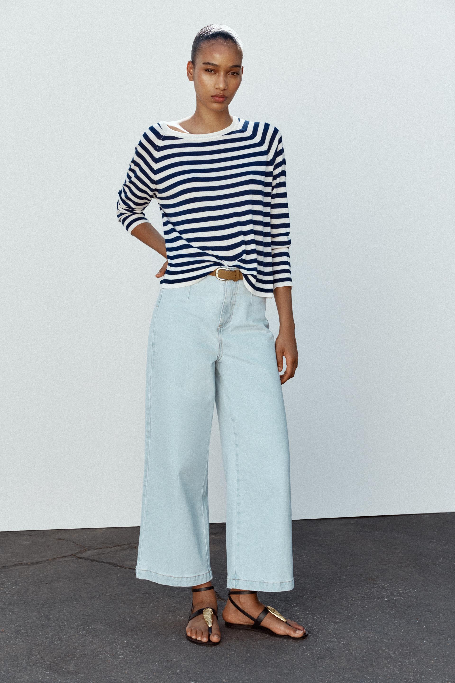 Z1975 WIDE-LEG CROPPED HIGH-WAIST BELTED JEANS