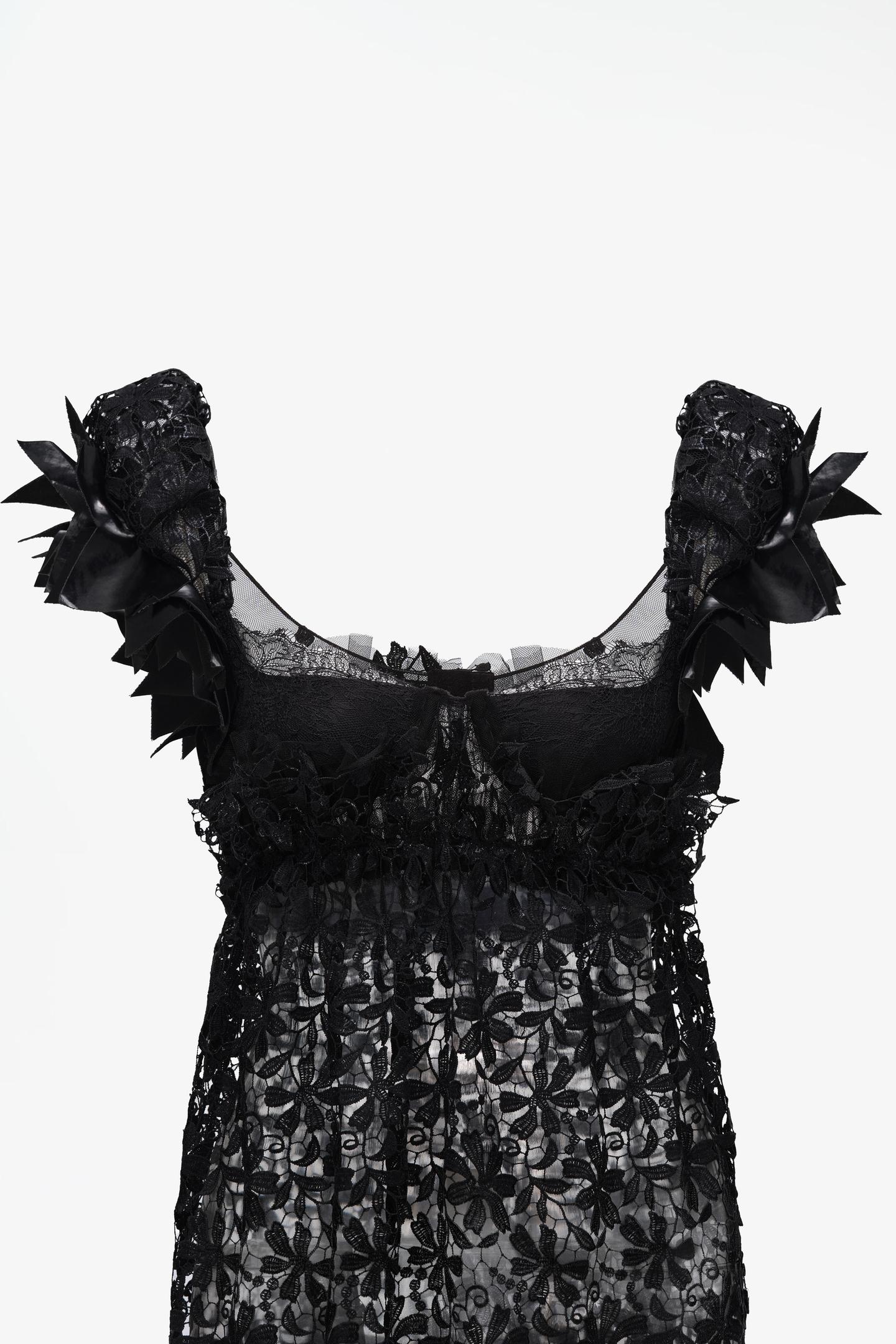 Женское платье Zara Limited Edition Guipure Combined Mini, цвет: Чёрный — фото 5