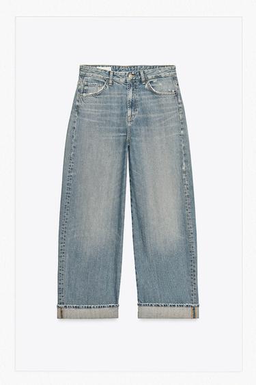 JEANS TRF BAGGY FOLDED CINTURA MÉDIA - Azul da Zara