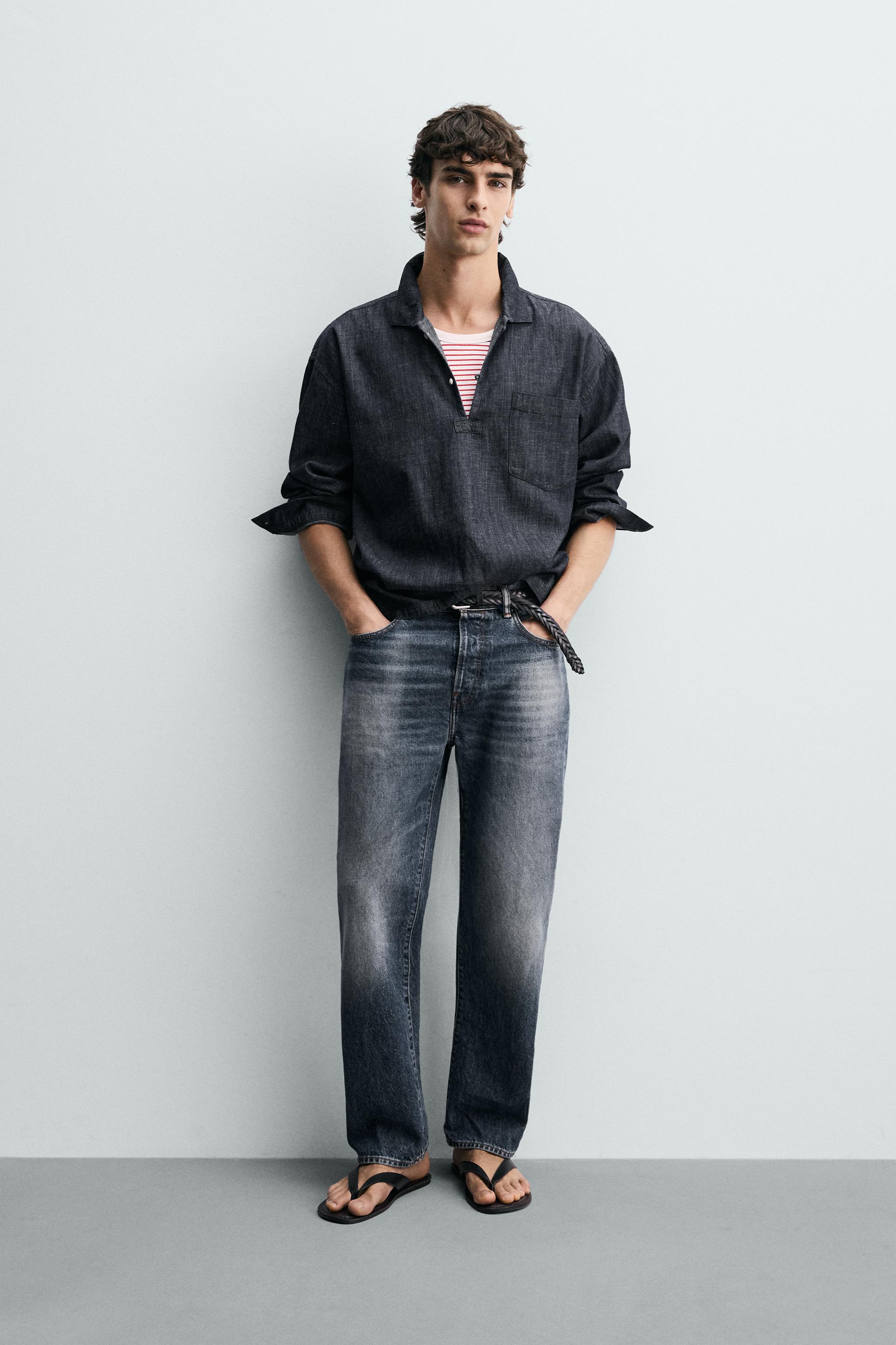 RELAXED FIT DENIM POLO SHIRT