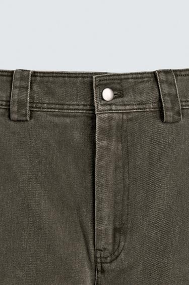 WASHED WIDE-LEG TROUSERS - Grey / Tan by Zara - Image 7